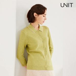 [본사직영]유닛 코튼 혼방 배색 폴로넥 가디건 UFH1-KCA151N