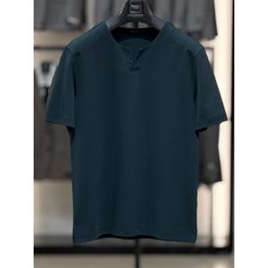 [바쏘옴므]면 스판 베이직 슬릿넥 반팔 티셔츠 WSZ2GK08A GN_SC