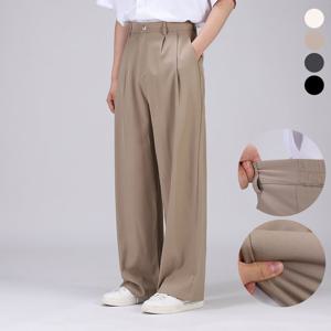 [후앙스] 기장 선택 오버핏 핀턱 세미 와이드 베이직 슬랙스 팬츠 HNCP7015