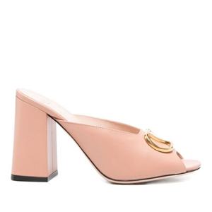 발렌티노 골드 로고 오픈토 블록힐 뮬 WS0NW6 ZICBNW