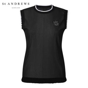 [세인트앤드류스] 여성 글리터 시스루 민소매 티셔츠 821B2TO083_BK