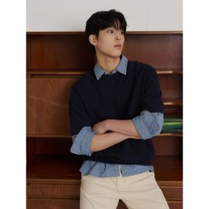 [빈폴멘] [빈폴솔솔니트] 코튼 라운드 니트 네이비 (BC6251C22R)