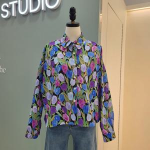 [수스]빅플라워 프린팅셔츠 S261BSH352/바이올렛,아이보리_YS