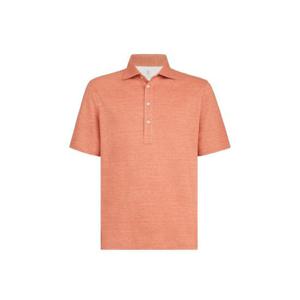 Brunello Cucinelli 리넨 앤 코튼 멜란지 셔츠 스타일 칼라 저지 폴로 셔츠 MR8273915C691