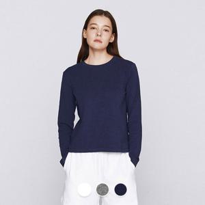 [지오다노]여성 라운드넥 기본핏 코튼/스판 탄탄한 긴팔 면 티셔츠 326513