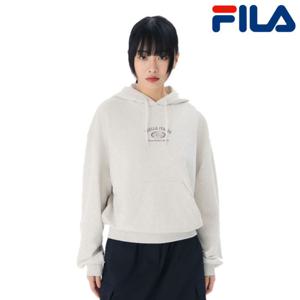[휠라(프리미엄)]여성 세미크롭 그래픽 후드티 오트밀 FS2POG3153F OTM