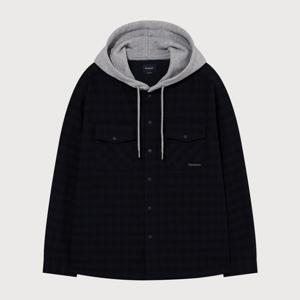 [커버낫]커버낫 오버핏 후디 체크 셔츠 다크 네이비 CO2504SH33D