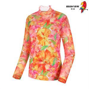 [마코] (여성)메쉬꽃프린트하이넥티셔츠_MPW1TH12