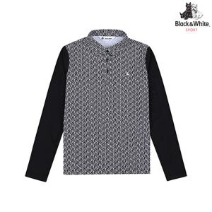 [블랙앤화이트] 여성 몸판 프린트 냉감 소매 긴팔 티셔츠 9206LCPP_BLACK