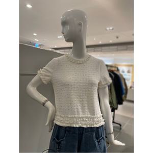 르니앤맥코이 밑단 프릴 진주 큐빅 티셔츠 (MN06TS701FJY)
