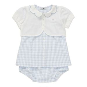 블루독베이비 10 26SS신상(BL)멜로우체크세트형드레스(백일돌조카선물) (46313400061)