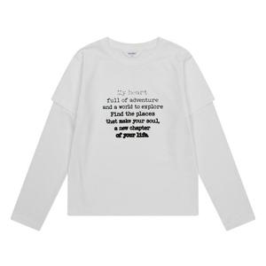 [에꼴리에]빈티지 레터링 반팔 레이어드티 26A1457WT_OD