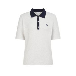 헤지스 여성 26SS 카라배색 골지 반팔 폴로 셔츠 오트밀 HSTS6B401G1