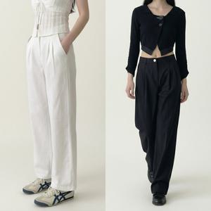 비욘드라이프 2단기장 숏/롱 투핀턱 와이드 코튼 팬츠 1006756