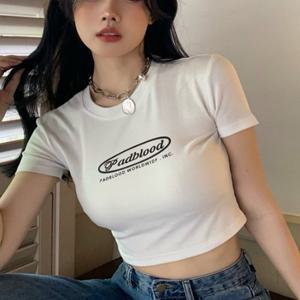 비욘드라이프 레터링 슬림 크롭 반팔티 1006628