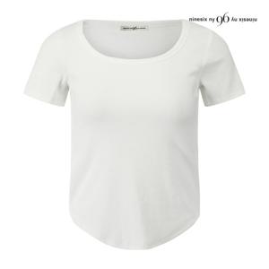 [나인식스뉴욕(영캐릭터)]밑단 라운딩 심플 반팔 티셔츠 NQ2TS018M0