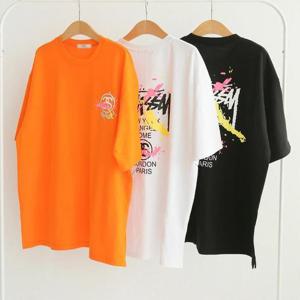 [강물처럼]빅사이즈캐주얼티 U963L507 도시네이밍페인팅티셔츠 L