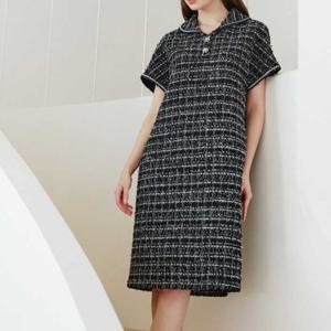 [미니멈]MZFAWO6960BK 트위드  카라  원피스_JK