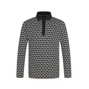 [팬텀]봄 남성 로고 패턴 카라 배색 긴팔티셔츠 / 211E1TO206_BK