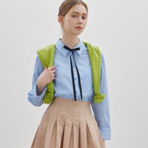 [씨씨콜렉트] 도트 패턴 타이 셔츠 블라우스_C261MSC001