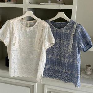 [강물처럼]빅사이즈프릴블라우스 U912L507 스퀘어레이스블라우스