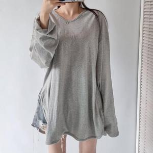 [강물처럼]아이우먼 옆트임랍빠라운드긴팔티 NSP863M508 빅사이