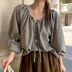 [드넬]실루엣체크블라우스DWB61120A