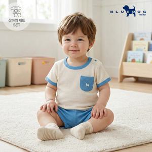 [블루독베이비] 와플 포켓 상하복I_BL (4437067206)