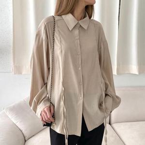 [강물처럼]아이우먼 찰랑리본스냅카라셔츠 LTS559M509 빅사이즈