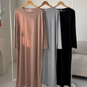 [강물처럼]빅사이즈원피스 V185L509 무지라운드텐션짱원피스 BA