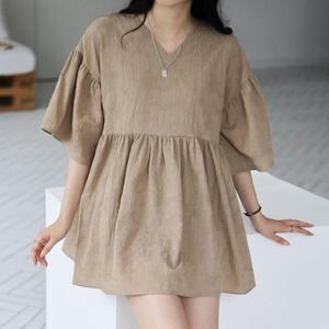 [강물처럼]아이우먼 풍기와플반팔원피스 BNU902M507 빅사이즈 (3