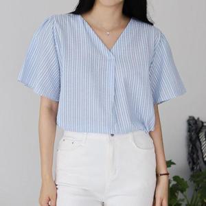 [강물처럼]아이우먼 화이트줄패턴블라우스 BNU901M507 빅사이즈