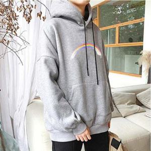 [의류] 무지개 프린팅 댄디한 남성 후드티 데일리패션 2색