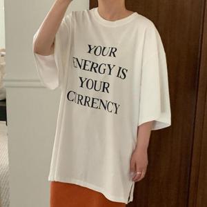 [강물처럼]아이우먼 너의에너지레터링티셔츠 MOV202M509 빅사이