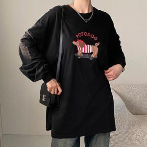 [강물처럼]아이우먼 포포도그오버핏티셔츠 RAV196M509 빅사이즈