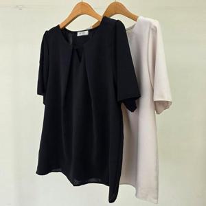 [강물처럼]빅사이즈브이블라우스 U445L507 넥라인끈망토블라우스