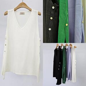 [강물처럼]위쉬몰 RM 솔리드옆단추브이넥조끼(S545H509) 빅사이