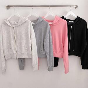 [강물처럼]빅사이즈아우터 V217L509 세미가오리크롭후드집업 LI