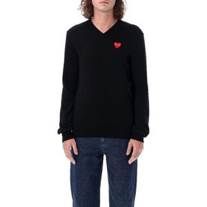 꼼데가르송 레드 하트 패치 브이넥 스웨터 AXN00205 1