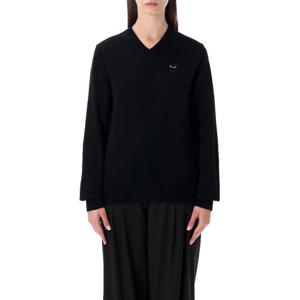 꼼데가르송 블랙 하트 크리스탈 자수 브이넥 스웨터 AXN80405 1