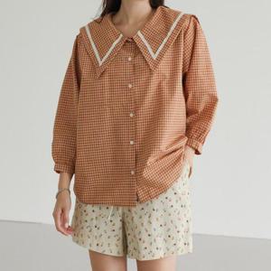 [강물처럼]아이우먼 세라카라잔체크블라우스 LYV285M509 빅사이