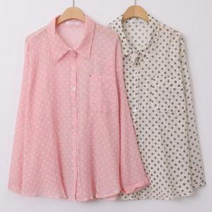 [강물처럼]빅사이즈셔츠 V081L509 활용좋은도트패턴남방 LY (412