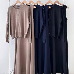 [강물처럼]빅사이즈투피스 V277L509 톤온톤원피스가디건세트 AR