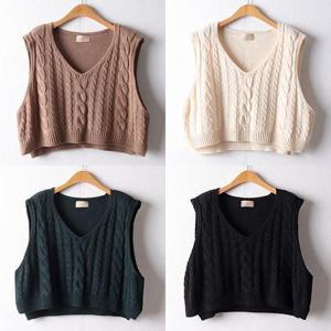 [강물처럼]위쉬몰 RM 꽈배기브이넥크롭조끼(F901H509) 빅사이즈