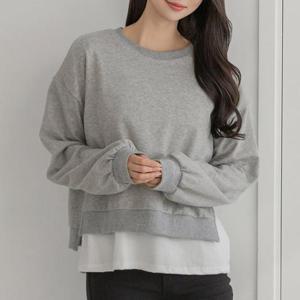 [강물처럼]아이우먼 딥컷팅레이어드맨투맨 YYV298M509 빅사이즈