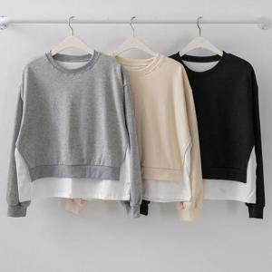 [강물처럼]빅사이즈티 V298L509 레이어크롭라운드맨투맨 YY (413