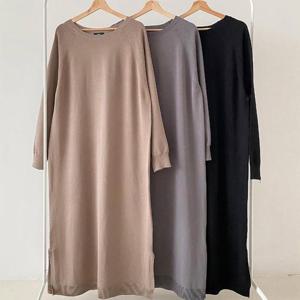 [강물처럼]빅사이즈원피스 T447L509 베이직라운드루즈원피스 AR