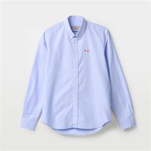 메종키츠네 트리컬러 폭스 패치 남녀공용 셔츠 FM00400WC2010 P410