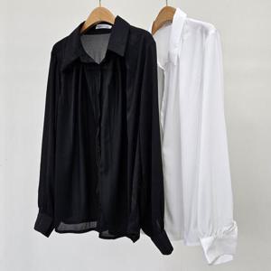 [강물처럼]빅사이즈블라우스 S640L509 실키샤이긴팔블라우스 IR