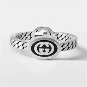 구찌 씬 인터로킹 G 에나멜 3mm 실버 반지 678654 J8410 8191